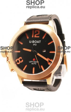 U-Boat Classico Japanese Gold Watch in Black Dial