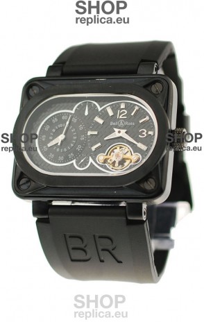 Bell and Ross BR Minuteur Tourbillon PVD Japanese Watch in Black Dial