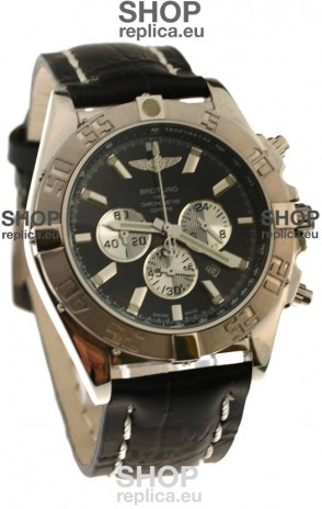 Breitling 1884 Chronometre Japanese Replica Watch in Black Dial