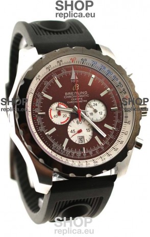 Breitling Chrono-Matic Chronometre Japanese Replica Watch in Maroon Dial