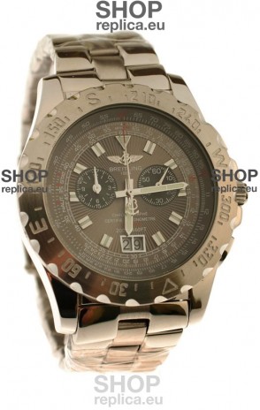 Breitling Chronograph Chronometre Japanese Watch in Grey Dial