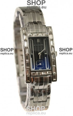 Bvlgari Rettangolo Japanese Replica Watch in Dark Blue Dial