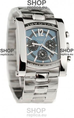 Bvlgari Assioma Chrongraph Japanese Replica Watch in Blue Dial