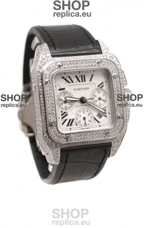 Cartier Santos 100 Swiss Replica Watch with Two Tone Casing 