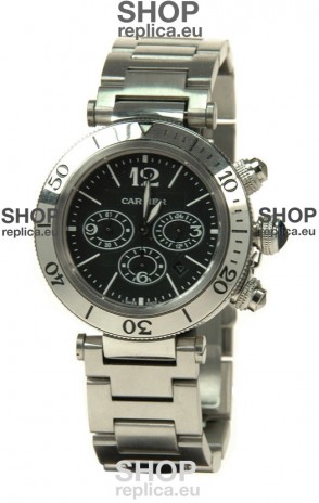 Cartier Pasha Seatimer Swiss Replica Automatic Watch in Black Dial