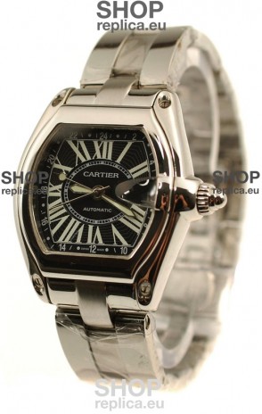Cartier Roadster Swiss Replica GMT Watch in Black Dial