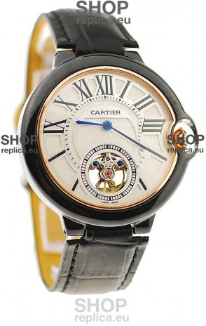Ballon Bleu De Cartier flying Tourbillon Japanese Replica Watch in White Face