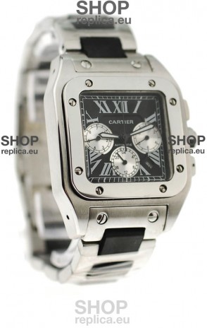 Cartier Santos 100 Japanese Replica Watch in Black Dial