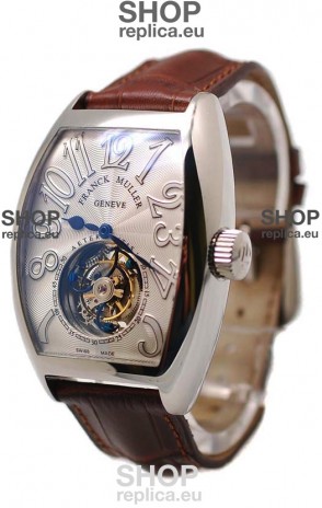 Franck Muller Aeternitas Tourbillon Swiss Replica Gold Watch in Brown Strap