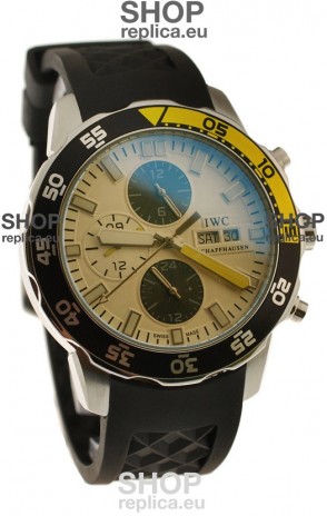 IWC Aquatimer Chronograph Japanese Replica PVD Watch in Black/Yellow Bezel