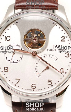IWC Portuguese Tourbillon Mystere Japanese Replica Watch in White Dial