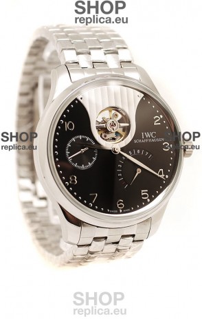IWC Portuguese Tourbillon Mystere Replica Watch in Black Dial