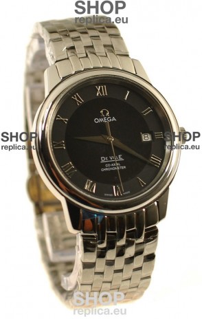 Omega Co-Axial Deville Japanese Steel Watch in Black Dial