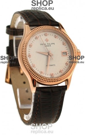 Patek Philippe Geneve Replica Pink Gold Watch 