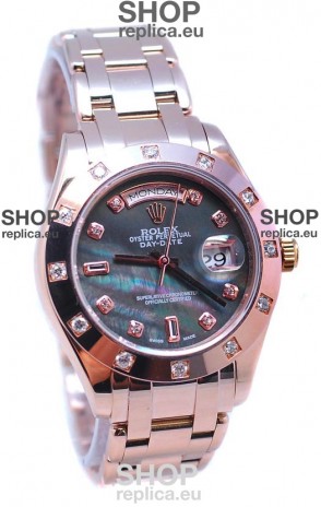 Rolex Day Date Black Mother of Pearl Japanese Replica Watch