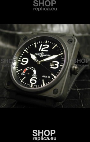 Bell and Ross BR013 97 Power Reserve Swiss Replica Watch in Black dial