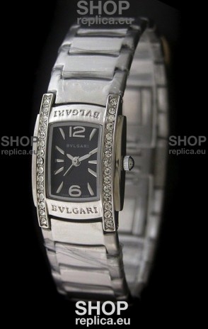 Bvlgari Assioma Japanese Replica Quartz Watch in Black Dial