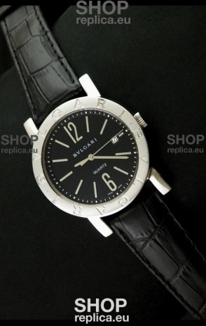 Bvlgari Quartz Japanese Replica Watch in Black Dial