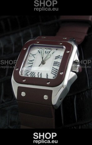 Cartier Santos Swiss Replica Watch in White Dial