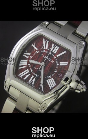 Cartier Roadster Japanese Replica Watch in Red Wine Dial
