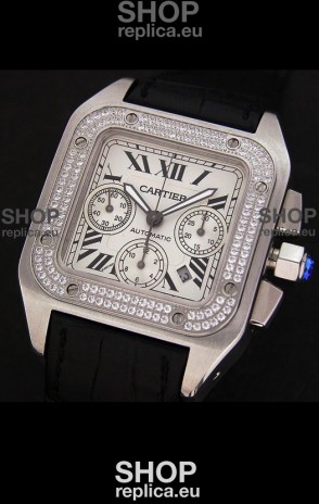 Cartier Santos Swiss Replica Watch in White Dial