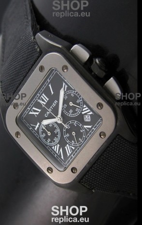 Cartier Santos Japanese Replica Watch in Black Dial