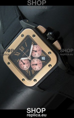 Cartier Santos Japanese Replica Watch in Black Dial