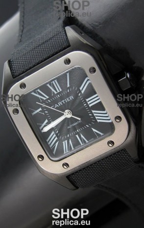 Cartier Santos 100 Japanese Replica Watch with Titanium Bezel