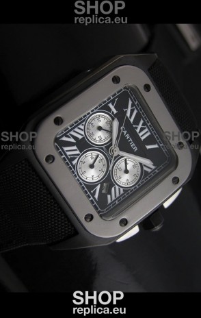 Cartier Santos 100 Japanese Replica Watch in Black Dial