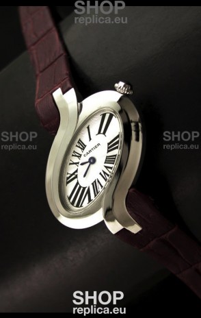 Delices De cartier Japanese Watch in Maroon Strap