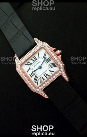 Cartier Santos Dumont Japanese Replica Watch in Pink Gold Casing