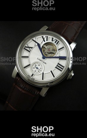 Ballon De Cartier Flying Tourbillon Japanese Replica Watch - Brown Strap
