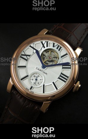 Ballon De Cartier Flying Tourbillon Japanese Replica Watch - Pink Gold Case