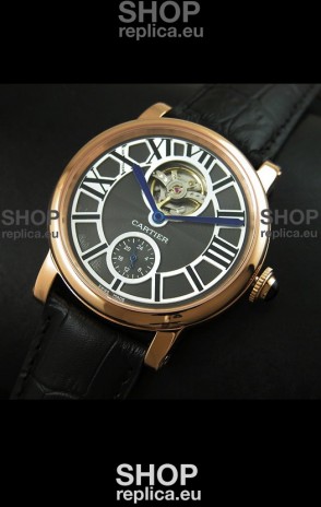 Ballon De Cartier Flying Tourbillon Japanese Replica Watch - Pink Gold Case