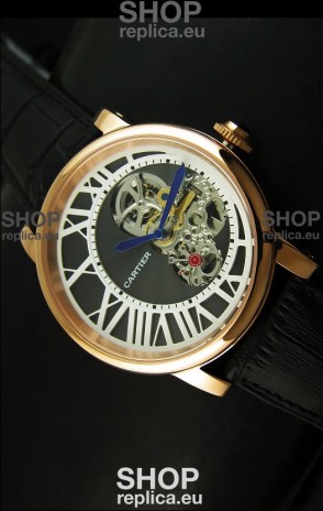 Rotonde De Cartier Cadran Love Japanese Replica Watch - Yellow Gold Case