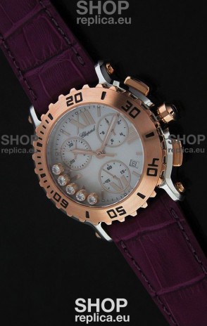 Chopard Happy Sport Swiss Replica Watch in Dark Red Strap