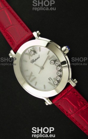 Chopard Happy Sport Ladies Japanese Replica Watch in Red Strap