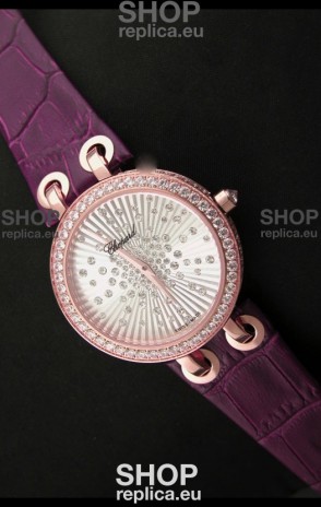 Chopard Xtravaganza Ladies Ladies Japanese Replica Rose Gold Watch in White Dial