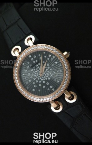 Chopard Xtravaganza Ladies Ladies Japanese Replica Rose Gold Watch in Grey Dial 