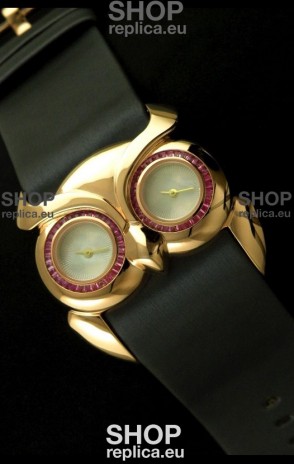 Chopard Animal World Ladies Owl Watch in Black Strap