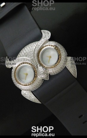 Chopard Animal World Ladies Owl Black Full Diamond Watch