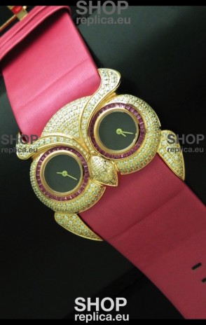 Chopard Animal World Ladies Owl Black Full Diamond Watch in Black Dial