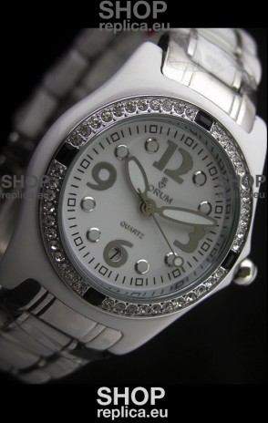 Corum Imitation Ceramics Japanese Replica Watch in White Dial