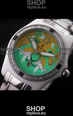 Corum Imitation Ceramics Japanese Replica Watch in Light Green & Yellow Dial