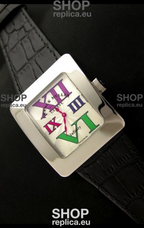 Franck Muller Geneve Infinity Japanese Steel Watch in Multi Color Roman Markers