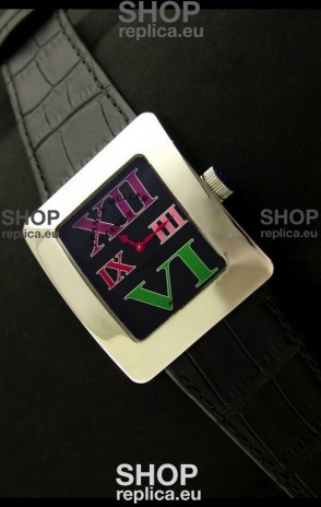 Franck Muller Geneve Infinity Japanese Steel Watch in Black Dial