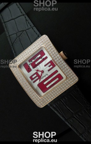 Franck Muller Geneve Infinity Japanese Gold Watch in Red Numeral Markers