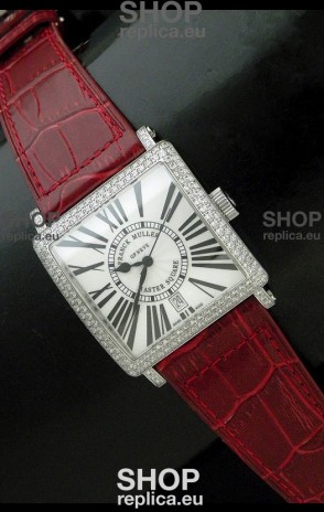 Franck muller Master Square Japanese Replica Watch in Red Strap