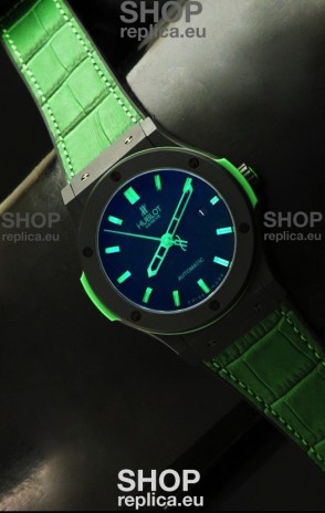 Hublot Big Bang Classic Fusion Ceramic Case Watch in Green Strap