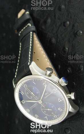 IWC Portuguese Chronograph Swiss Replica Watch in Blue Dial